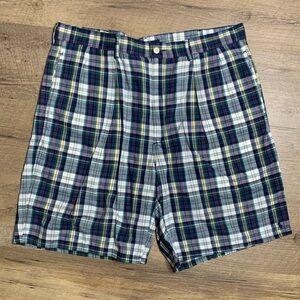 Vintage Polo Ralph Lauren Shorts 38 Plaid Tartan Preppy Coastal Made In USA
